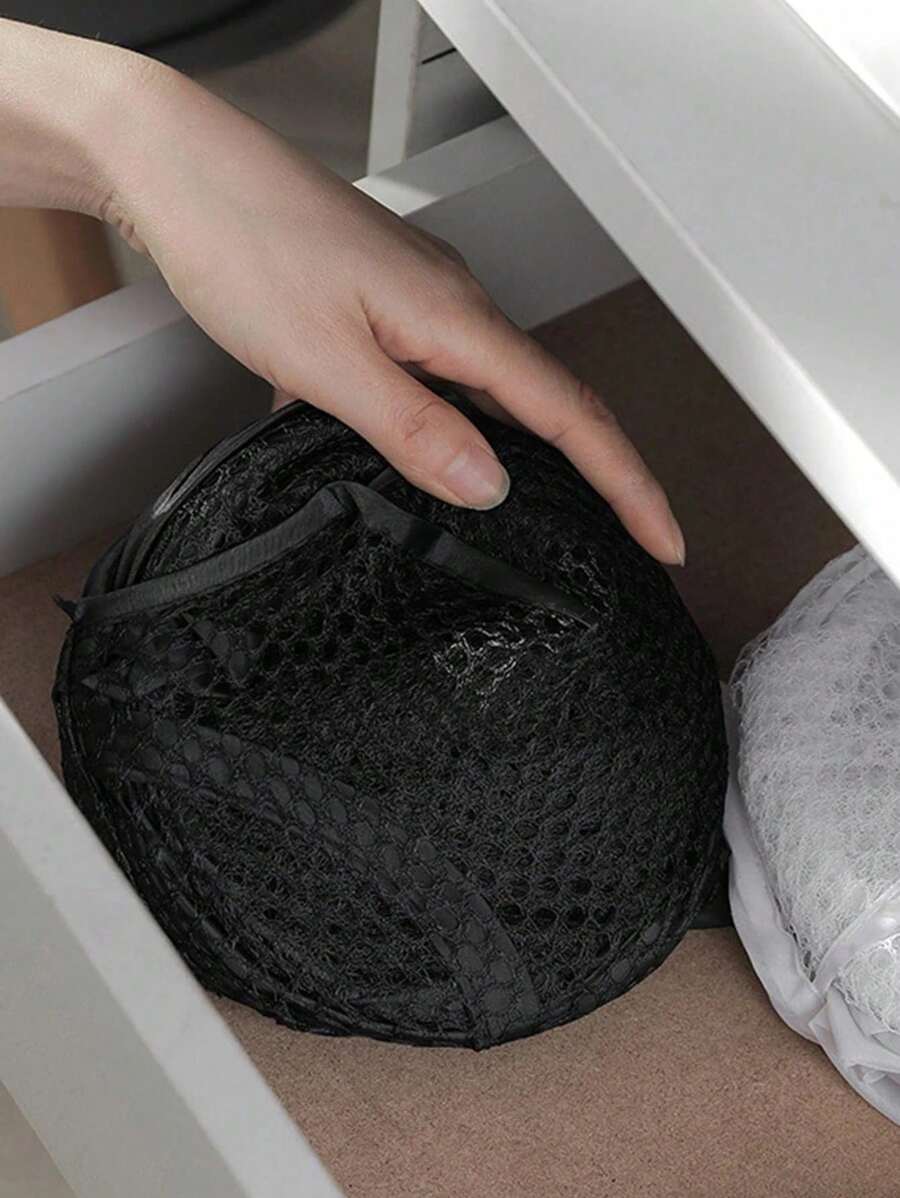 SHEIN سلة غسيل قابلة للطي سوداء بسعة كبيرة ومقابض