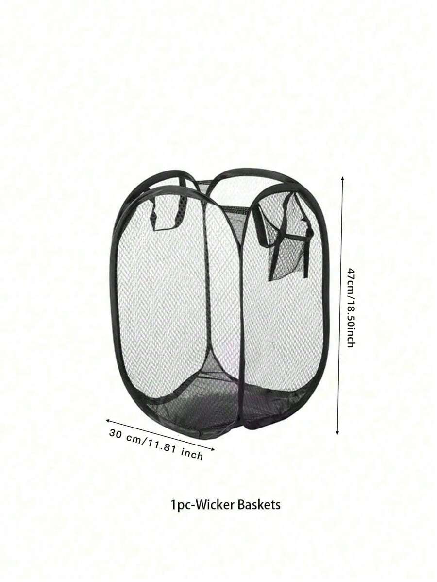 SHEIN سلة غسيل قابلة للطي سوداء بسعة كبيرة ومقابض