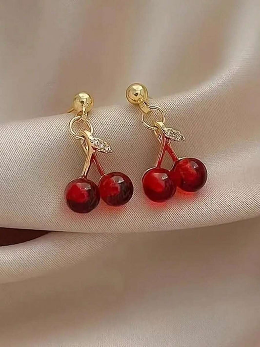 SHEIN طقم مجوهرات أنيق كرز أحمر مع سلسلة عظمة الترقوة