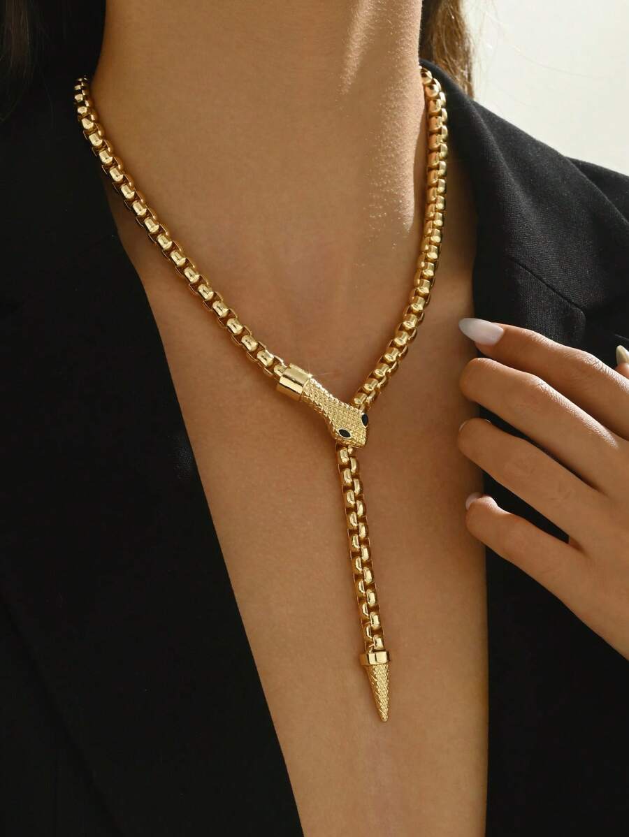 SHEIN قلادة  ثعبان ذهبية بتصميم مبالغ فيه وعتيق