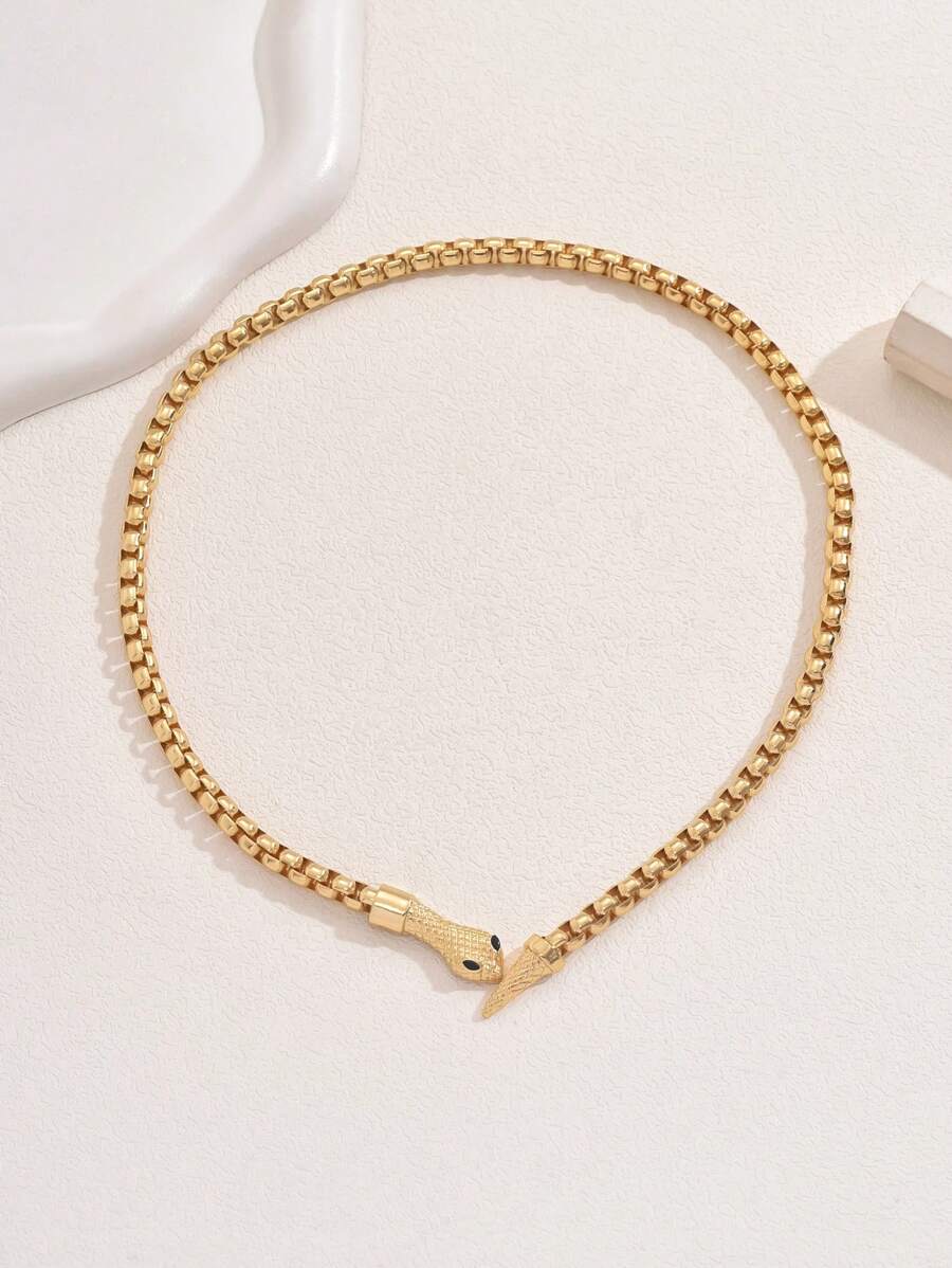 SHEIN قلادة  ثعبان ذهبية بتصميم مبالغ فيه وعتيق