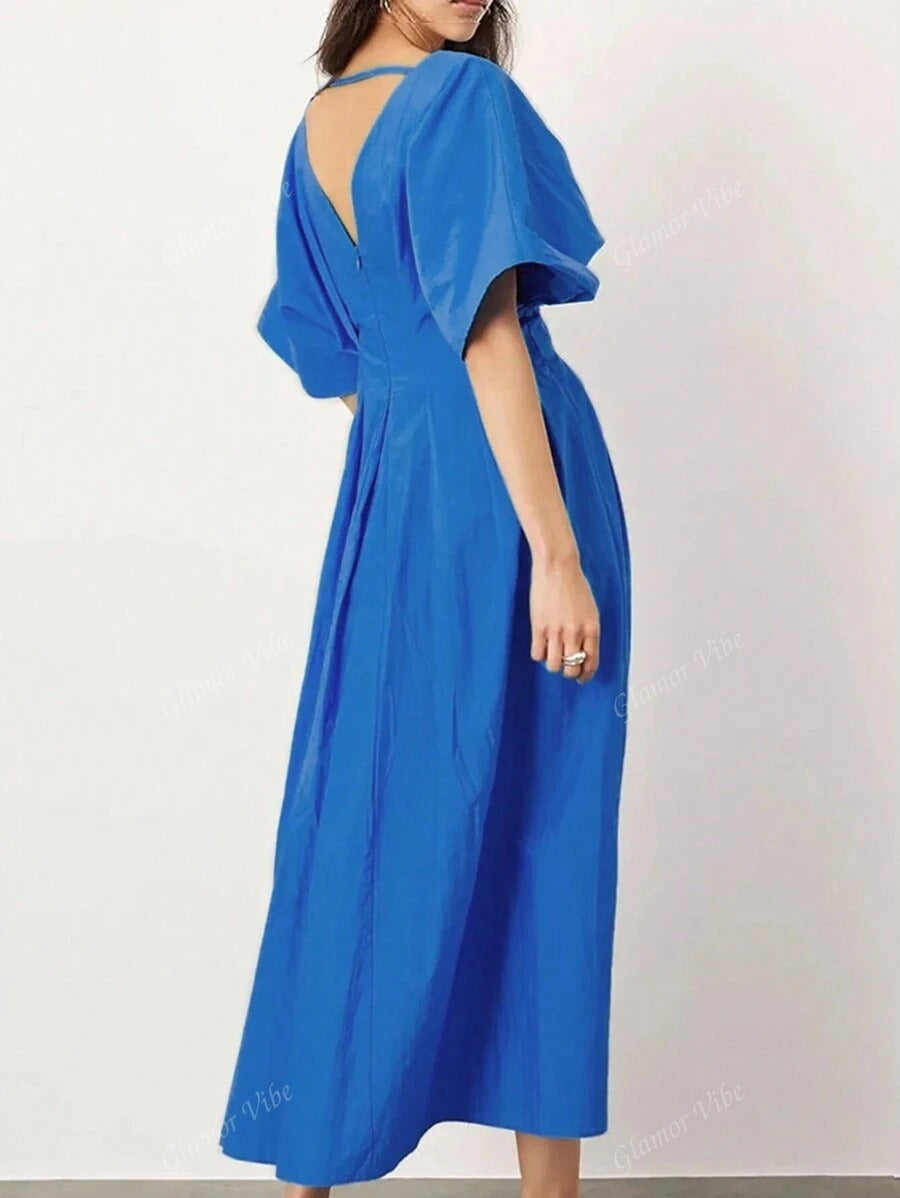 SHEIN فستان طويل وخفيف بلون أزرق ناعم