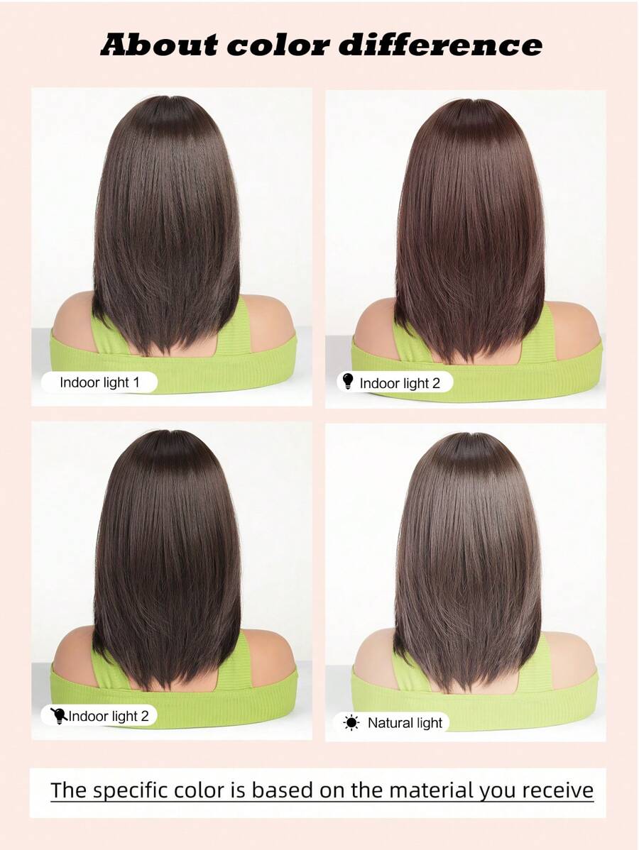 SHEIN باروكة شبه قصيرة مضفرة 14 بوصة بلون بني داكن