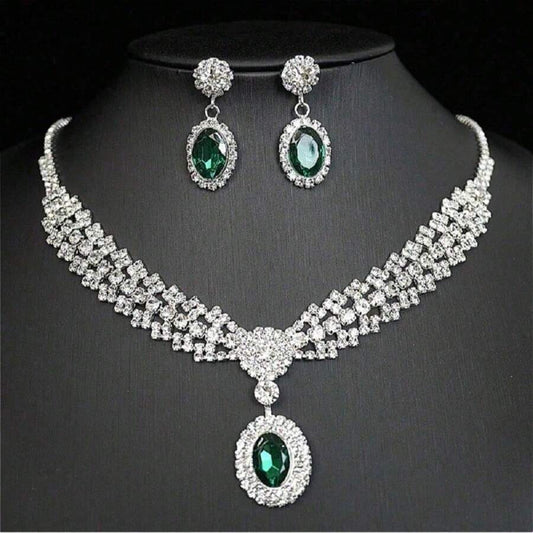 SHEIN طقم مجوهرات 3 قطع قلادة وأقراط بالكريستال