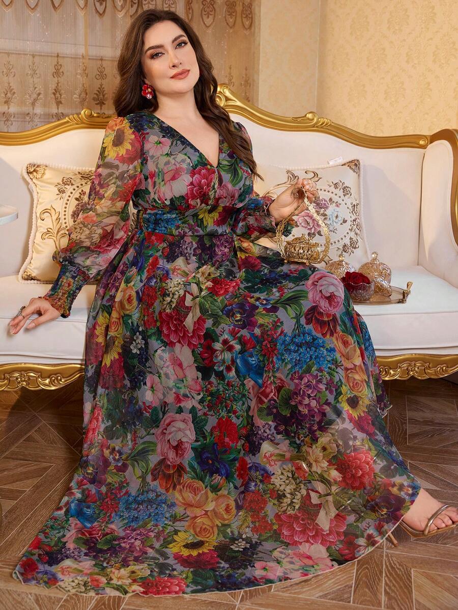 SHEIN Modelyn فستان فاخر مطرز بالدانتيل وياقة