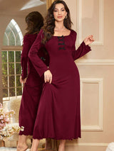 SHEIN فستان كاجوال مريح بتصميم كشكش وفيونكة