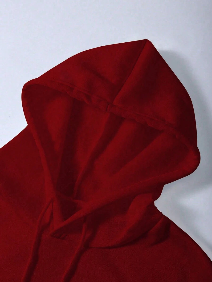 SHEIN INAWLY هودي احمر قطني مطبوع جرافيك
