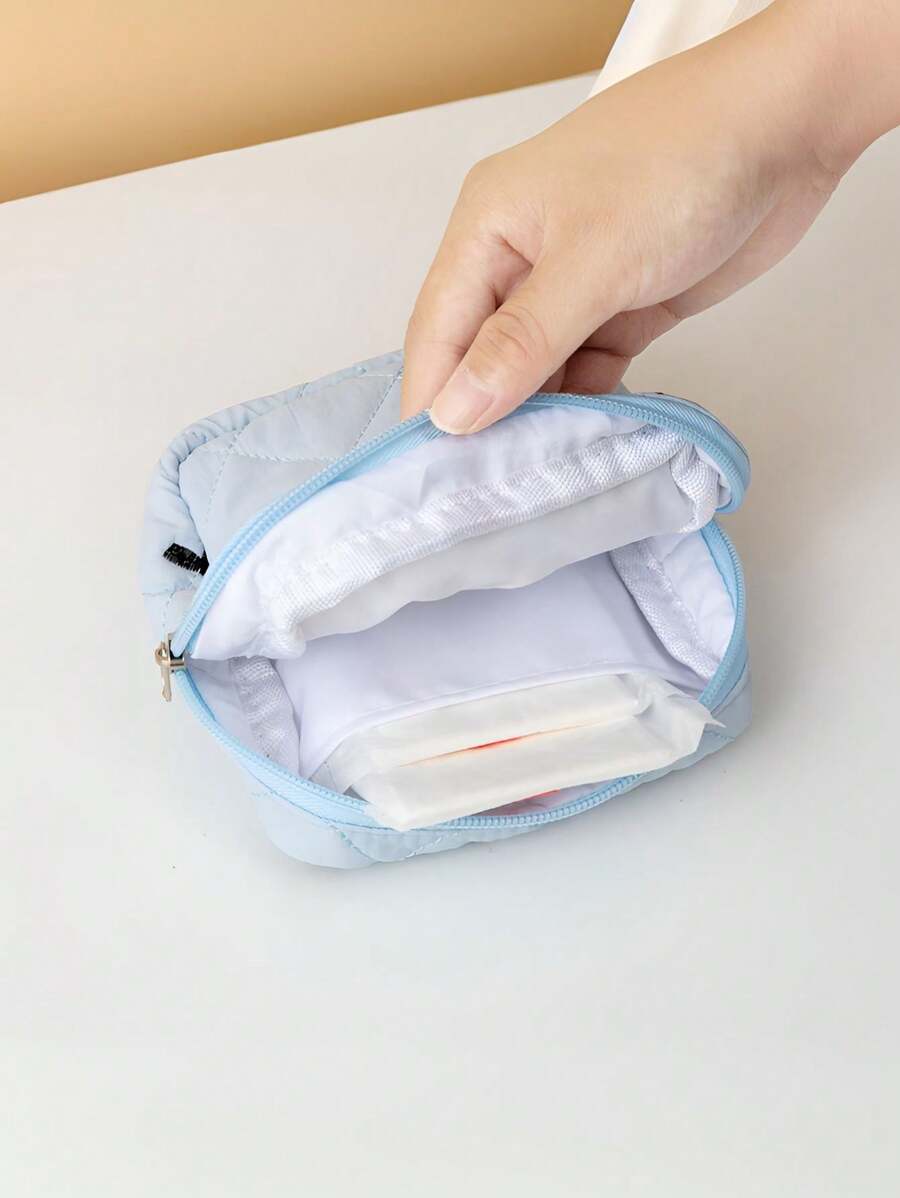 SHEIN حقيبة مكياج صغيرة محمولة بسحاب ونمط فيونكة