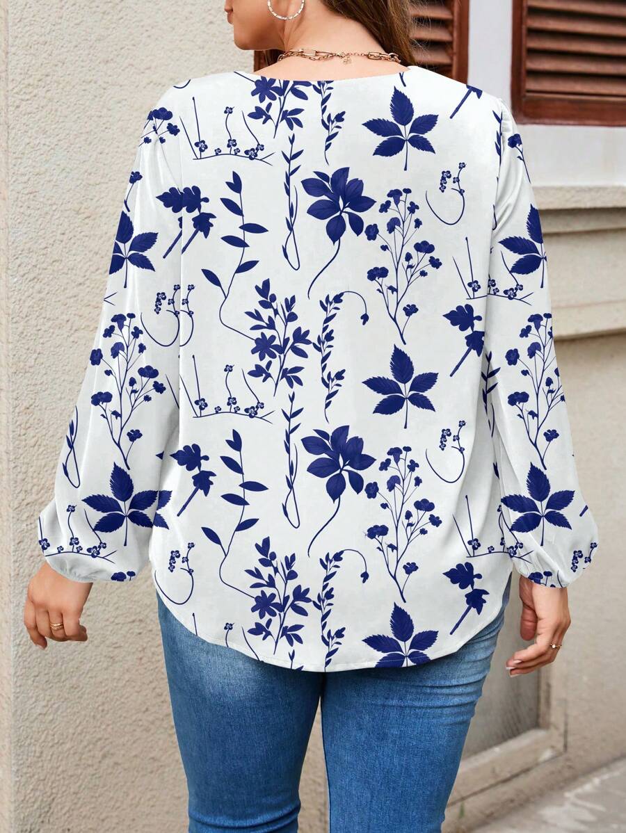SHEIN EMERY ROSE قميص كاجوال بنمط زهري عتيق وياقة