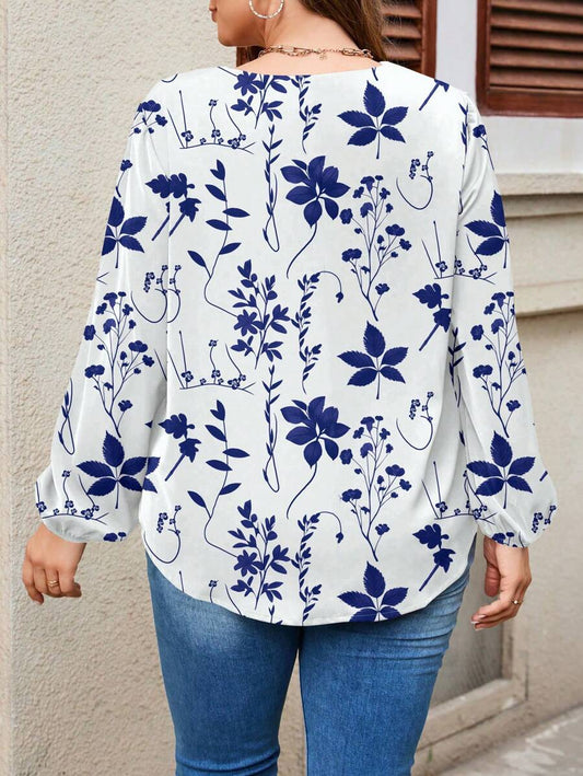 SHEIN EMERY ROSE قميص كاجوال بنمط زهري عتيق وياقة