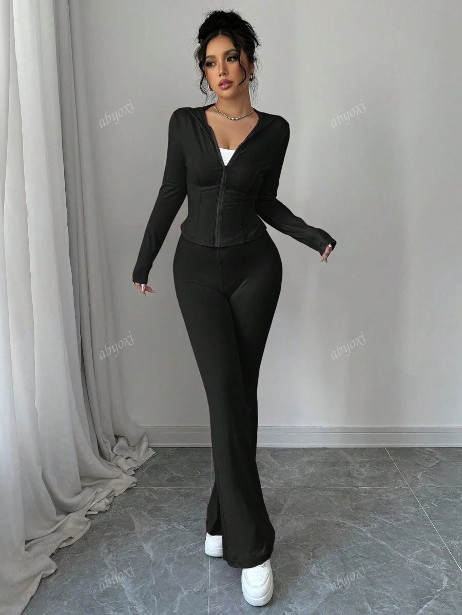 SHEIN abyoxi طقم رياضي اسود قطعتين