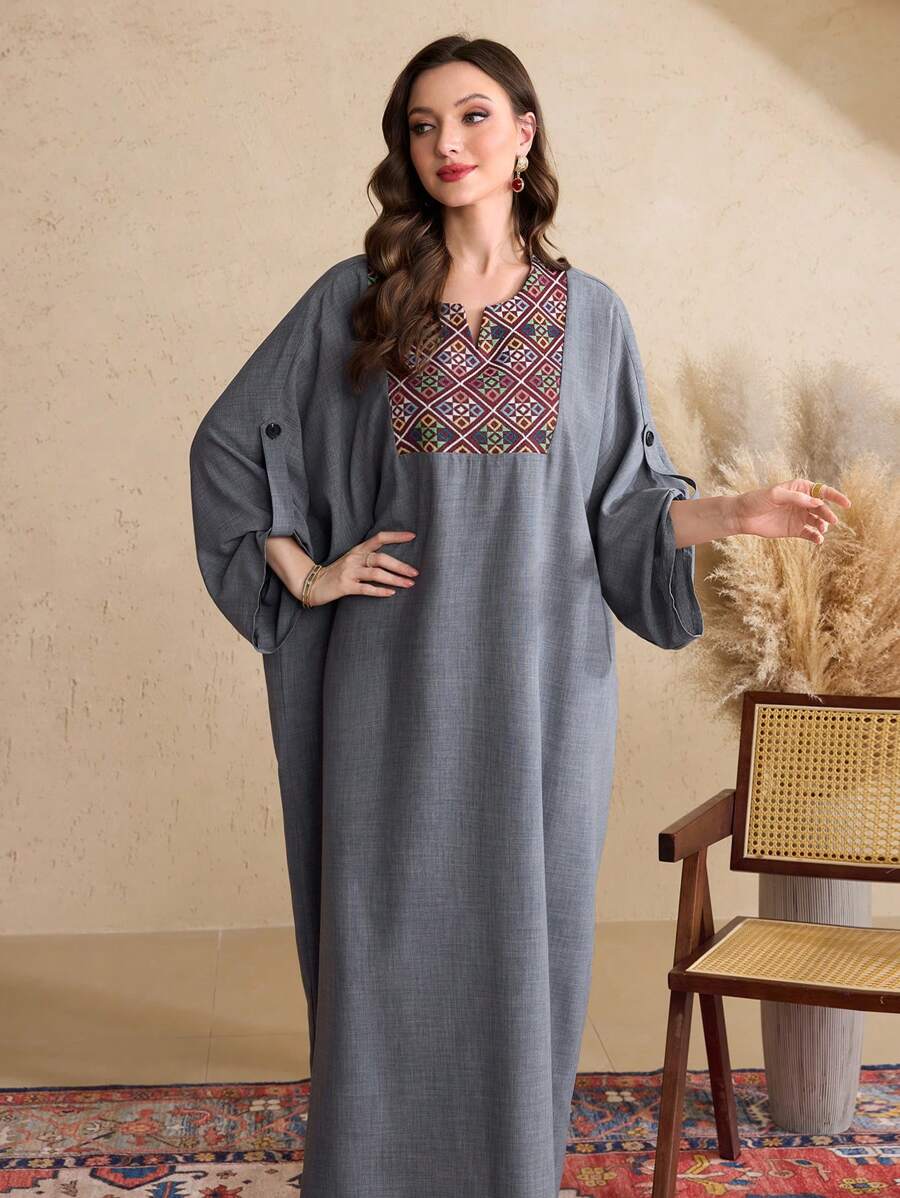 SHEIN Al Najma فستان فضفاض بأكمام منسدلة تركي كفتان وجلابية