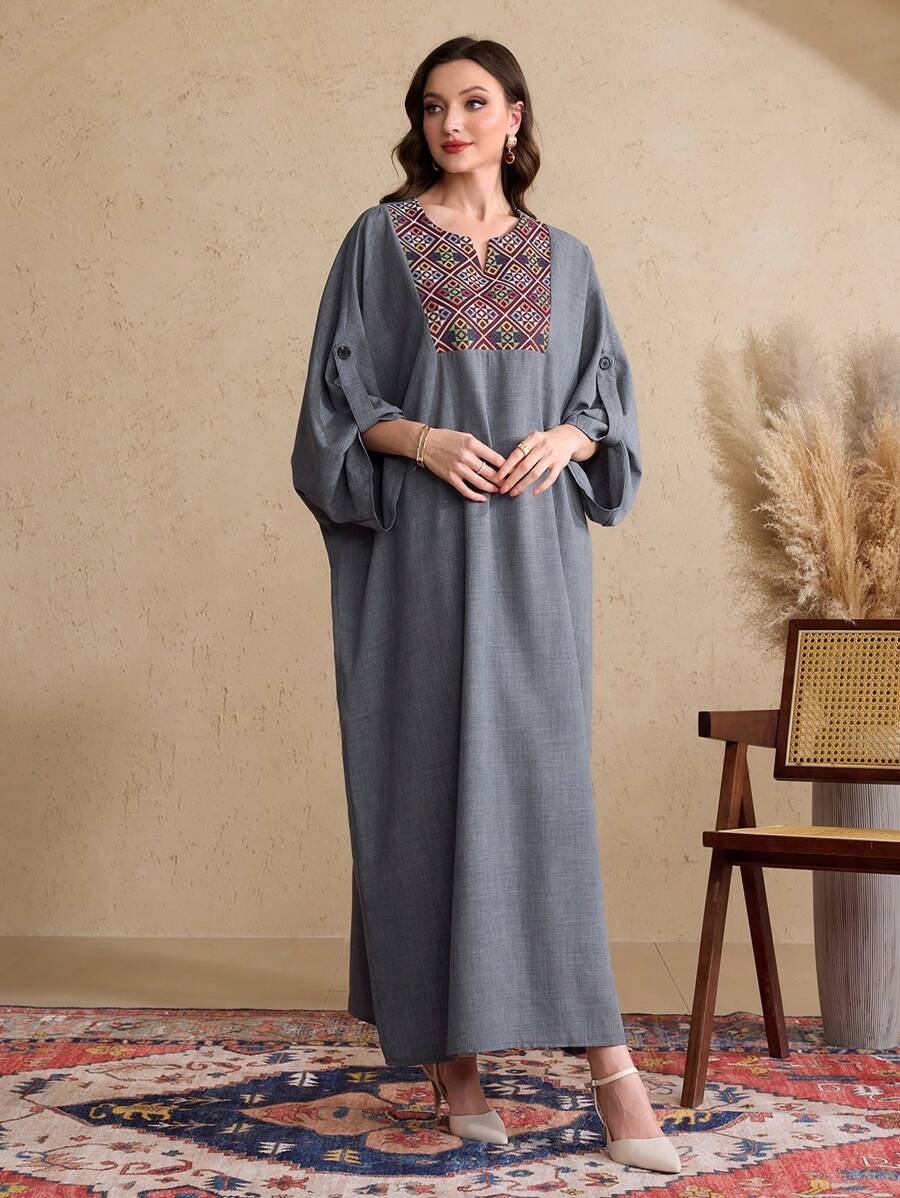 SHEIN Al Najma فستان فضفاض بأكمام منسدلة تركي كفتان وجلابية