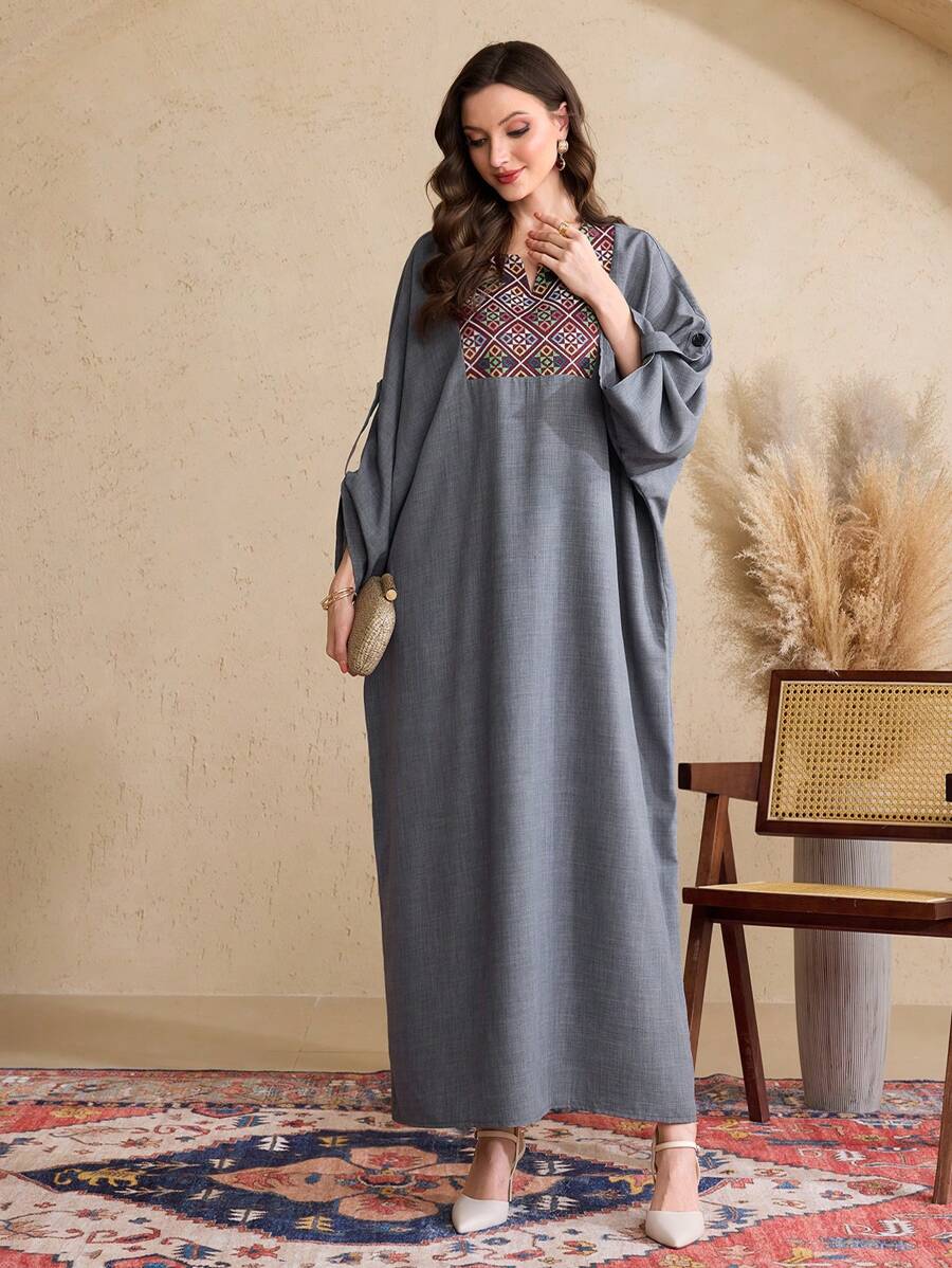 SHEIN Al Najma فستان فضفاض بأكمام منسدلة تركي كفتان وجلابية
