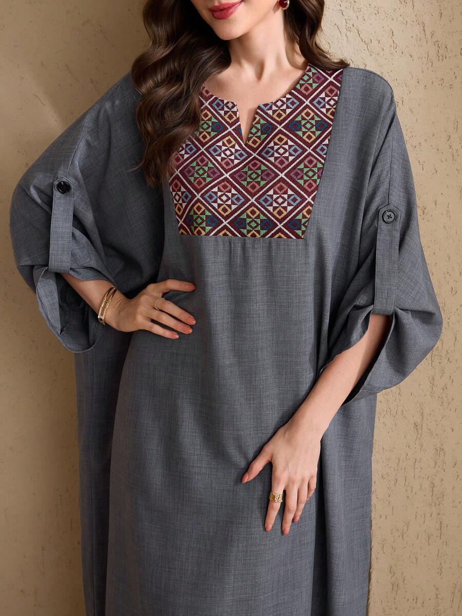 SHEIN Al Najma فستان فضفاض بأكمام منسدلة تركي كفتان وجلابية