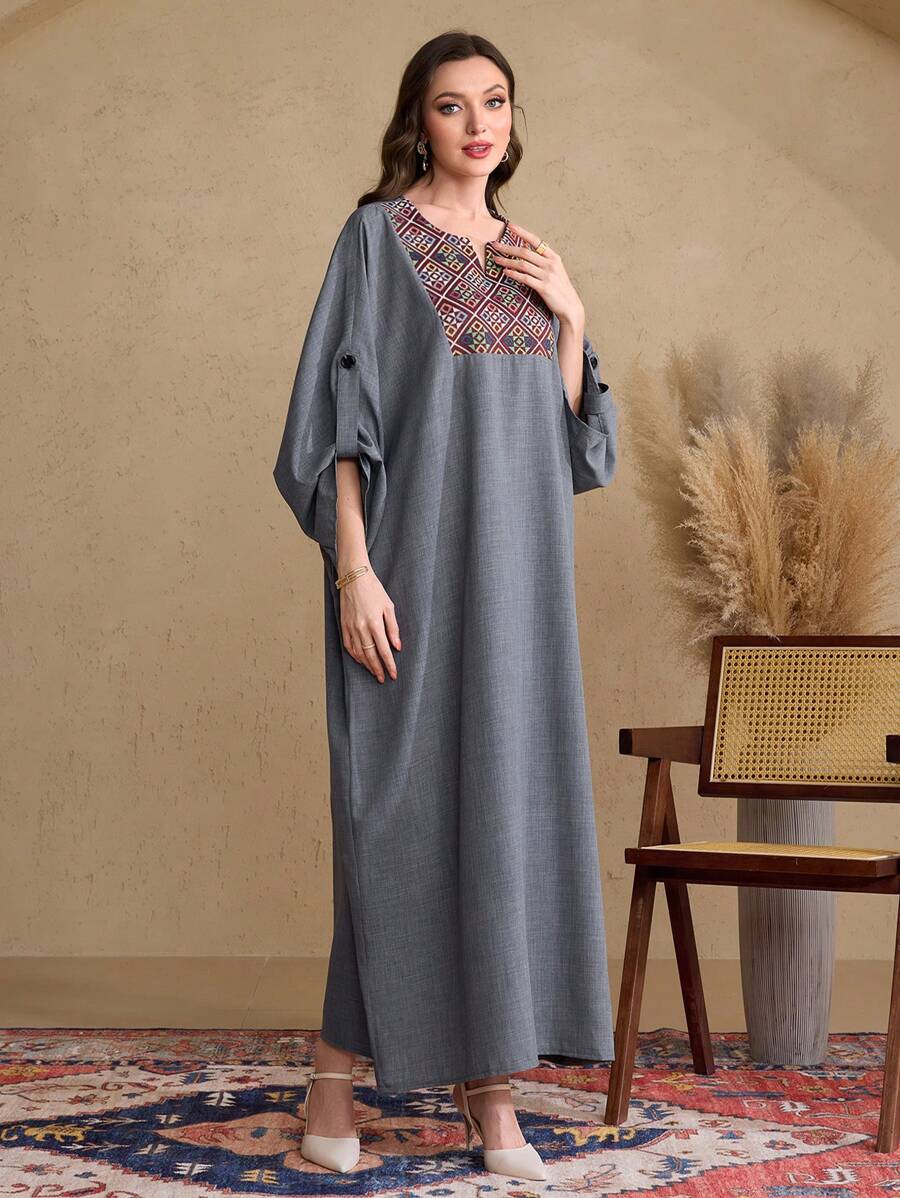 SHEIN Al Najma فستان فضفاض بأكمام منسدلة تركي كفتان وجلابية