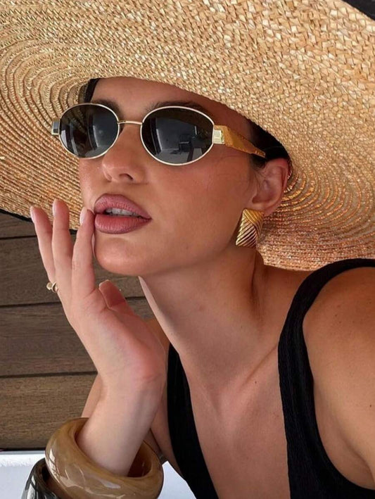SHEIN نظارة بإطار معدني صغير بتصميم بيضاوي كلاسيكي
