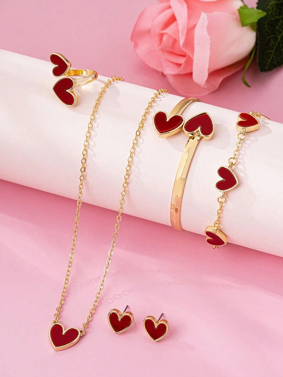SHEIN طقم مميز مكون من 6 قطع على شكل قلب بلون نسائي أنيق
