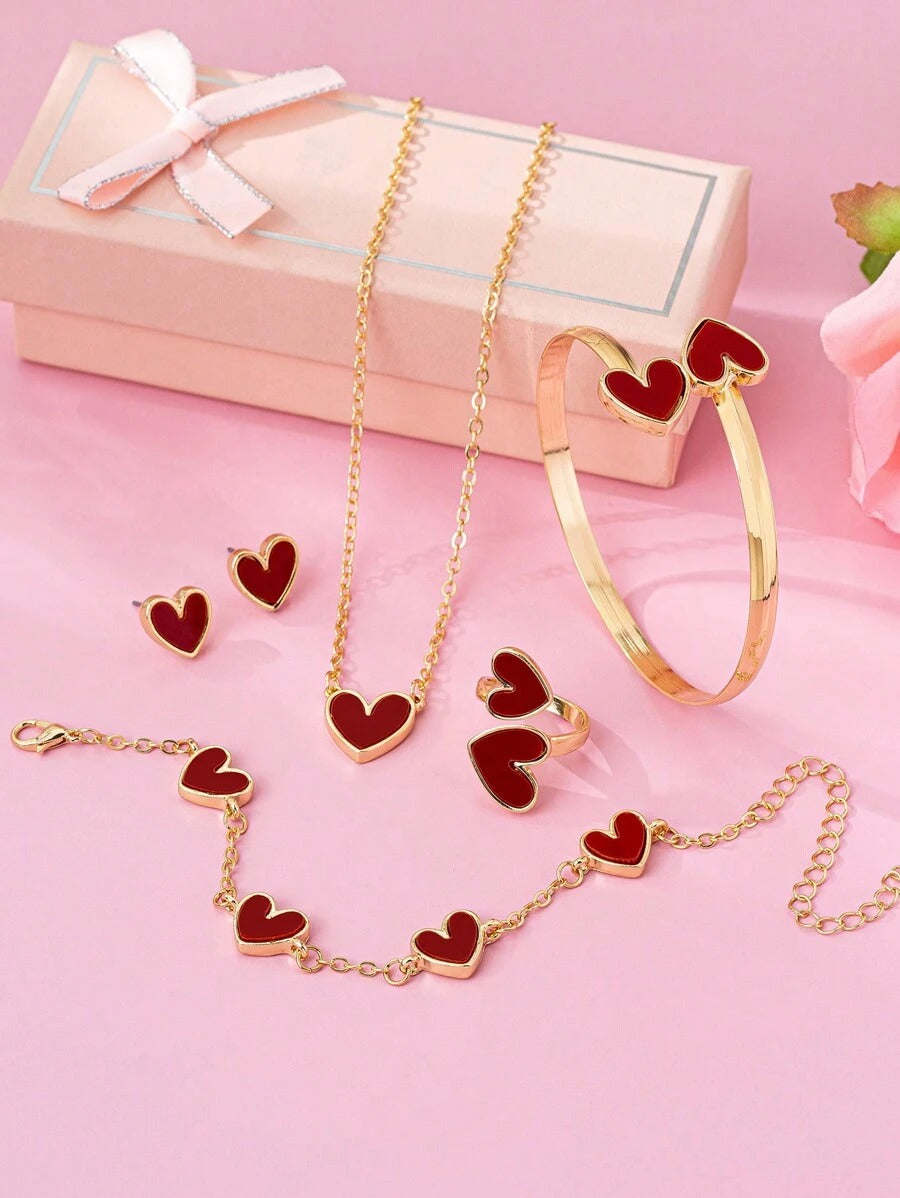 SHEIN طقم مميز مكون من 6 قطع على شكل قلب بلون نسائي أنيق