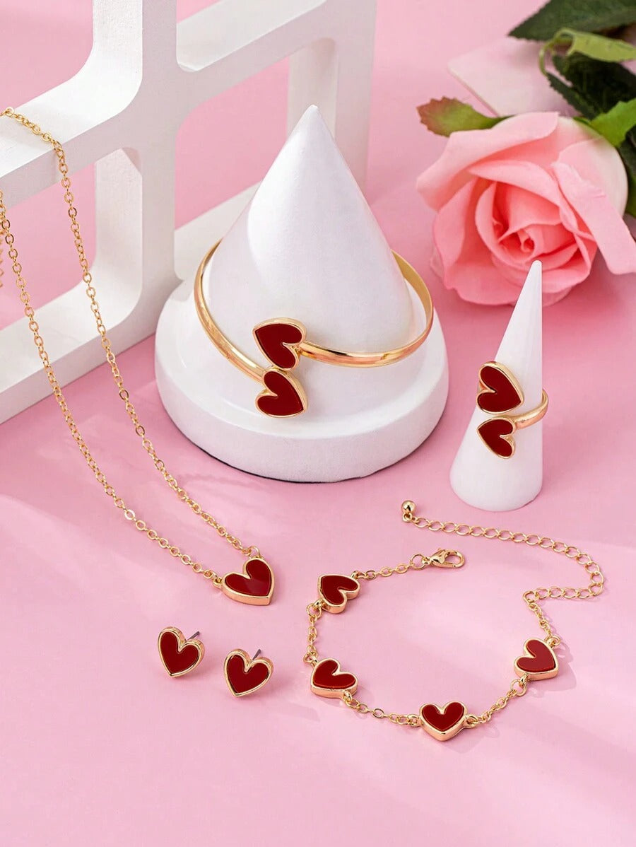 SHEIN طقم مميز مكون من 6 قطع على شكل قلب بلون نسائي أنيق