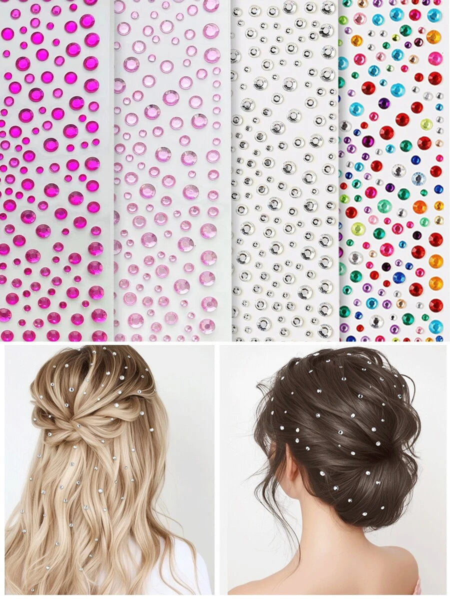 SHEIN 3D ملصقات شعر لؤلؤية وماسات لاصقة