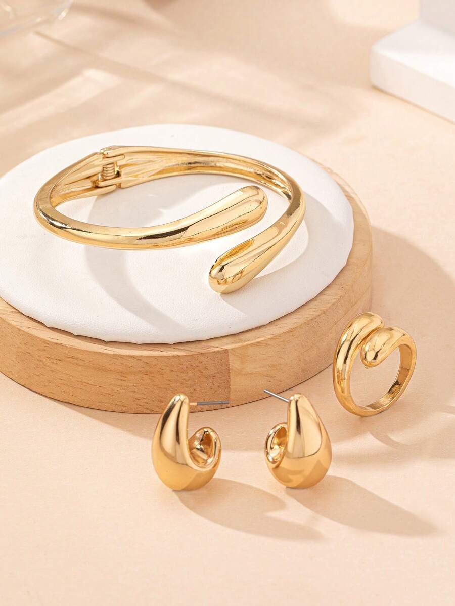 SHEIN مجموعة مكونة من أسورة وخاتم وأقراط 3 قطع