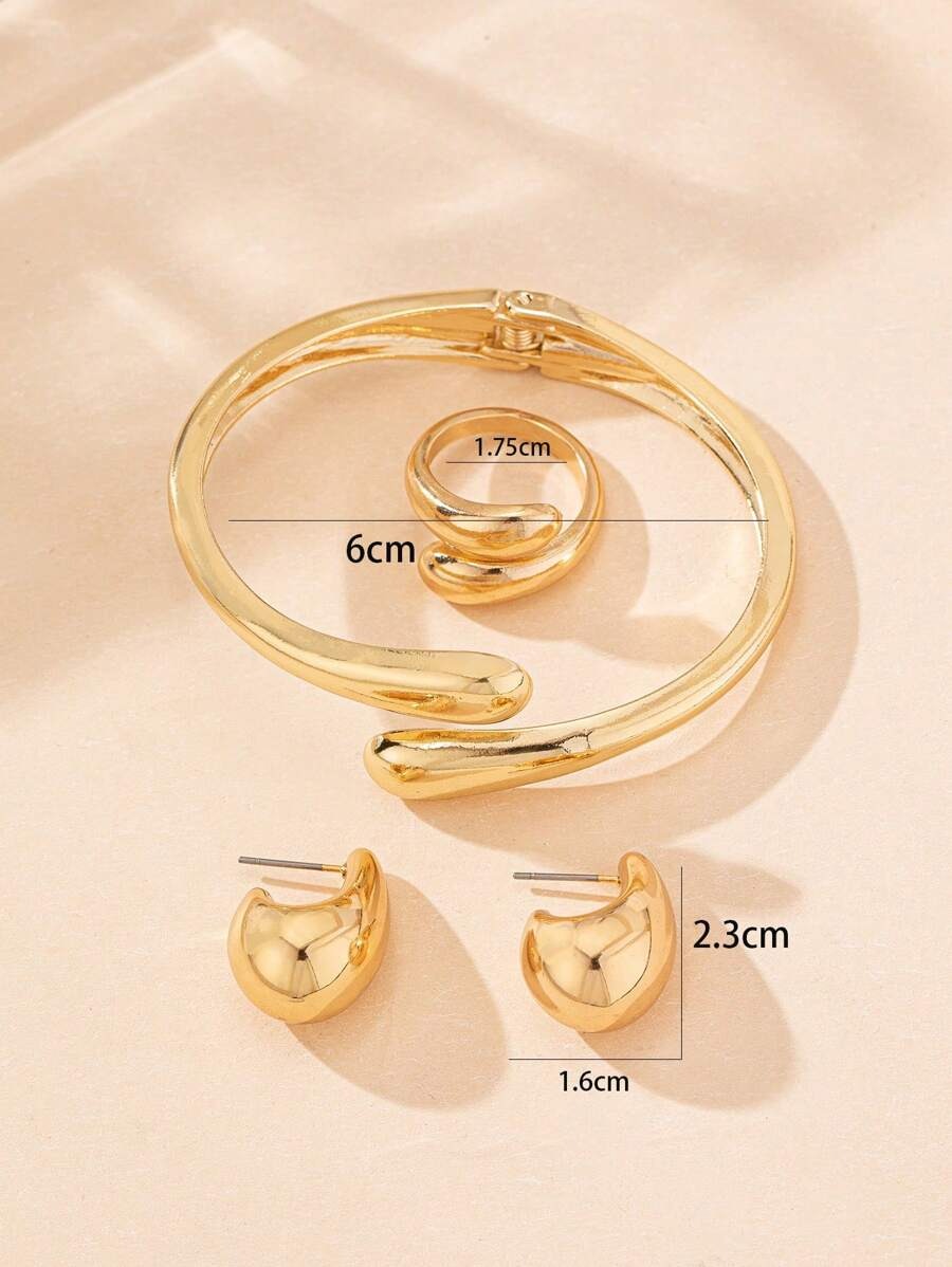 SHEIN مجموعة مكونة من أسورة وخاتم وأقراط 3 قطع