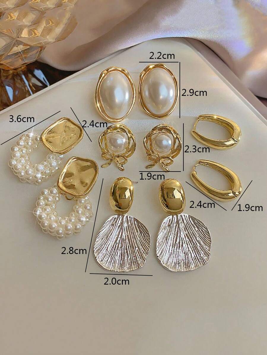 SHEIN مجموعة 5 أزواج أقراط بأشكال متنوعة
