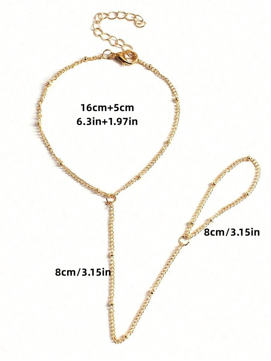 SHEIN سوار إصبع بسلسلة خرز عصرية