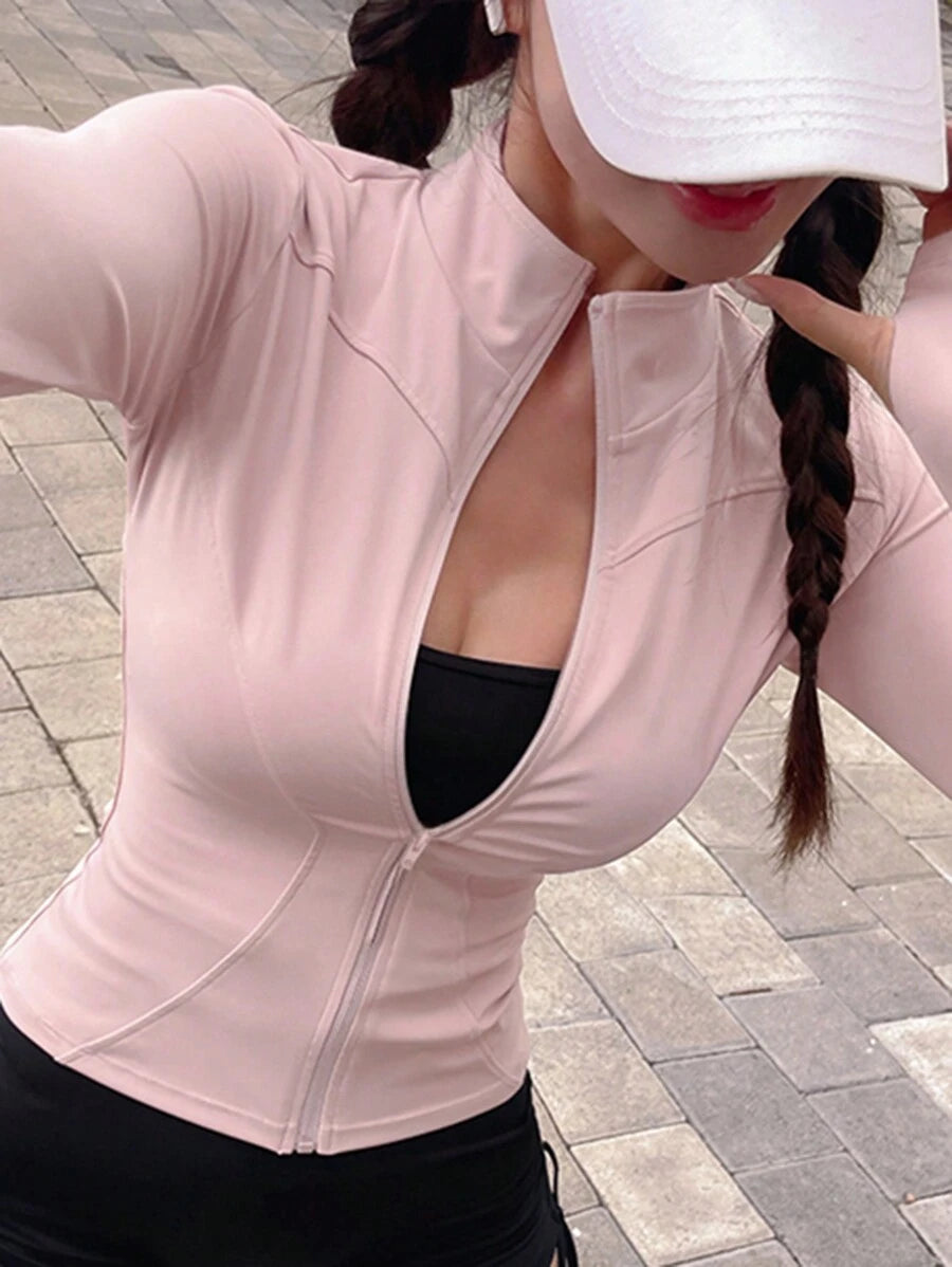 SHEIN DAZY جاكيت بياقة مزيفة مطاطية بأكمام طويلة ضيقة