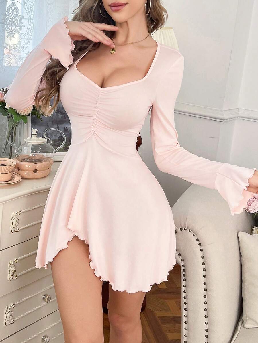 SHEIN SweetSlumber فستان وردي منزلي كاجوال أنيق