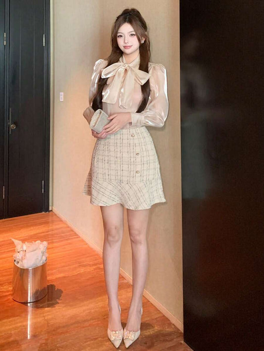 SHEIN DAZY تنورة أنيقة بقصة مع أزرار جانبية وحافة مرفرفة