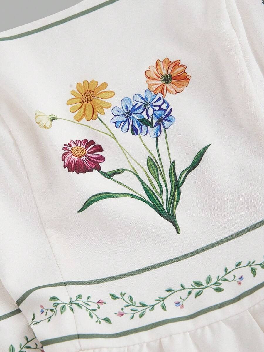 SHEIN MOD فستان  بوهيمي بطبعة زهور ملونة رقيقة