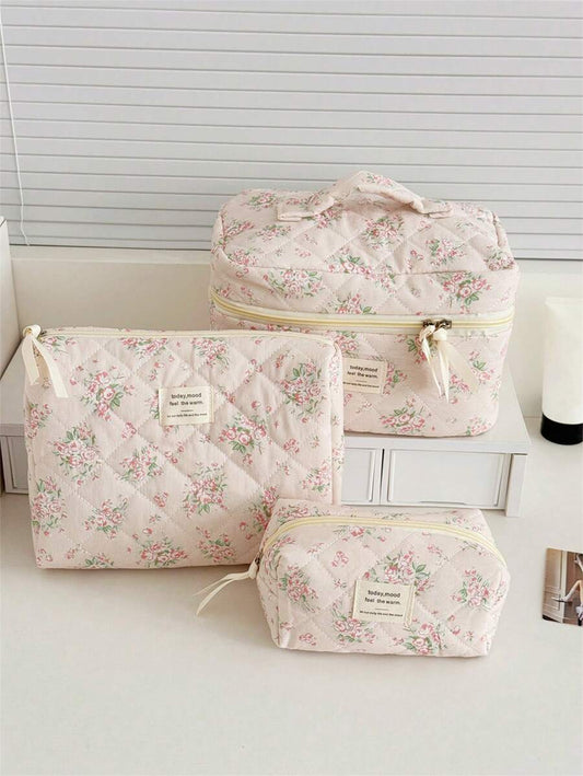 SHEIN حقيبة مكياج وردية منظمة للسفر والأكسسوارات