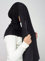 SHEIN وشاح نسائي كلاسيكي من الشيفون والمودال بلون أسود