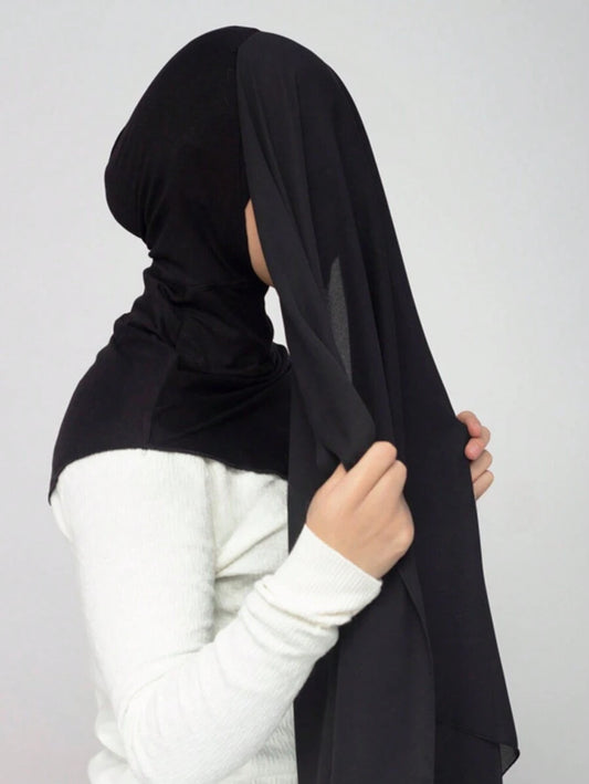 SHEIN وشاح نسائي كلاسيكي من الشيفون والمودال بلون أسود