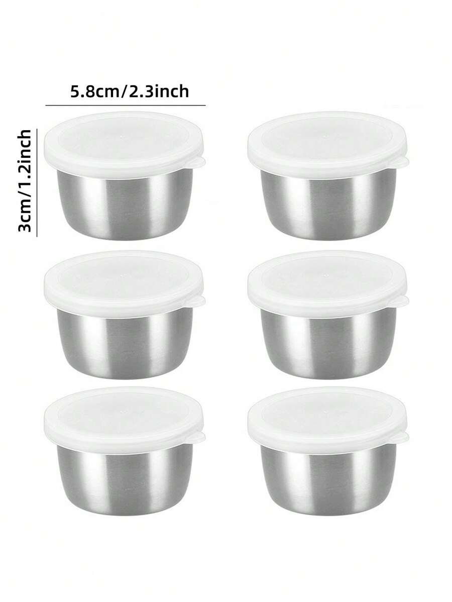 SHEIN وعاء صلصة ستانلس ستيل 1.6 أونصة مع غطاء شفاف