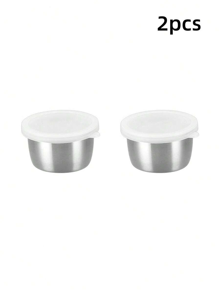 SHEIN وعاء صلصة ستانلس ستيل 1.6 أونصة مع غطاء شفاف