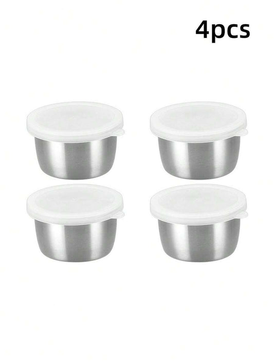 SHEIN وعاء صلصة ستانلس ستيل 1.6 أونصة مع غطاء شفاف