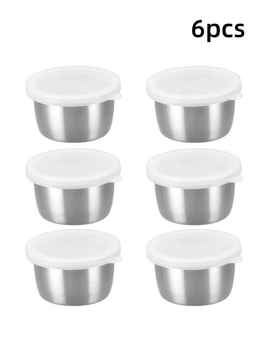 SHEIN وعاء صلصة ستانلس ستيل 1.6 أونصة مع غطاء شفاف