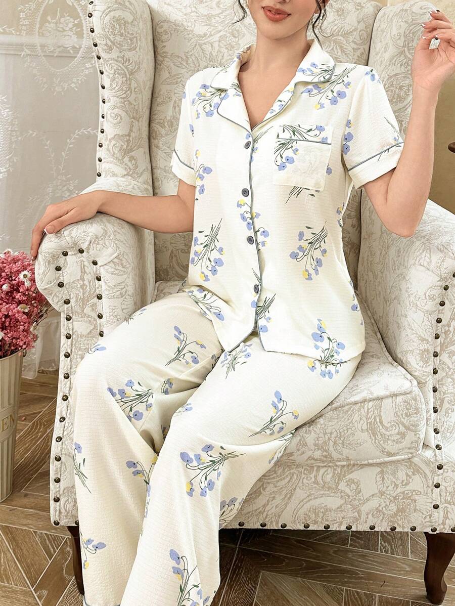 SHEIN CottageSlumber بيجاما بطبعات زهور