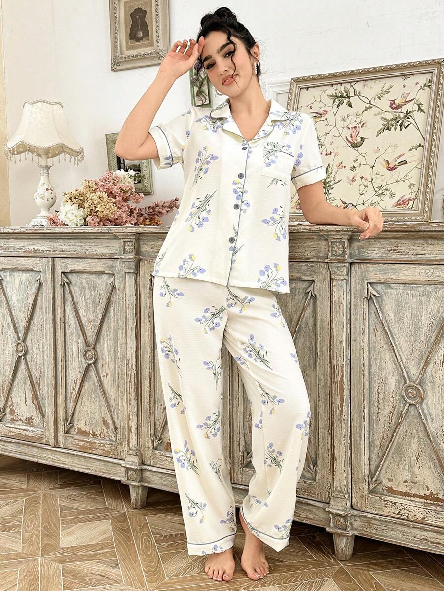 SHEIN CottageSlumber بيجاما بطبعات زهور
