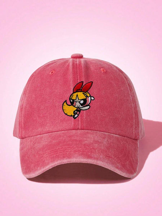 SHEIN THE POWERPUFF GIRLS قبعة بيسبول مطرزة بفتاة القوة