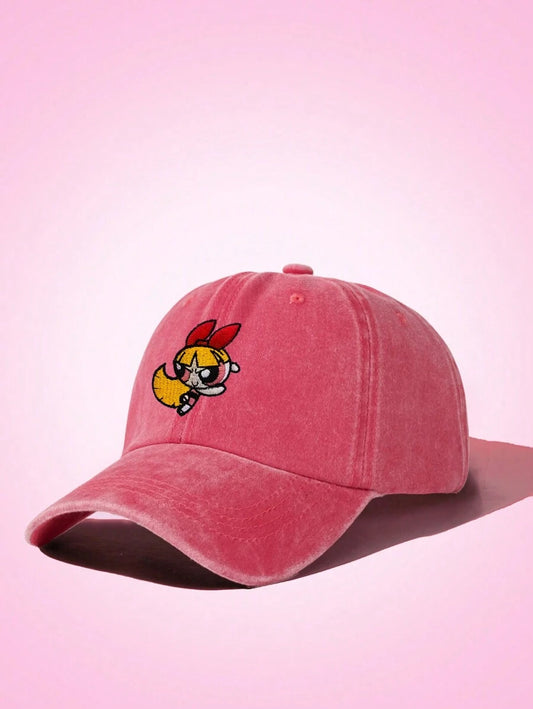 SHEIN THE POWERPUFF GIRLS قبعة بيسبول مطرزة بفتاة القوة