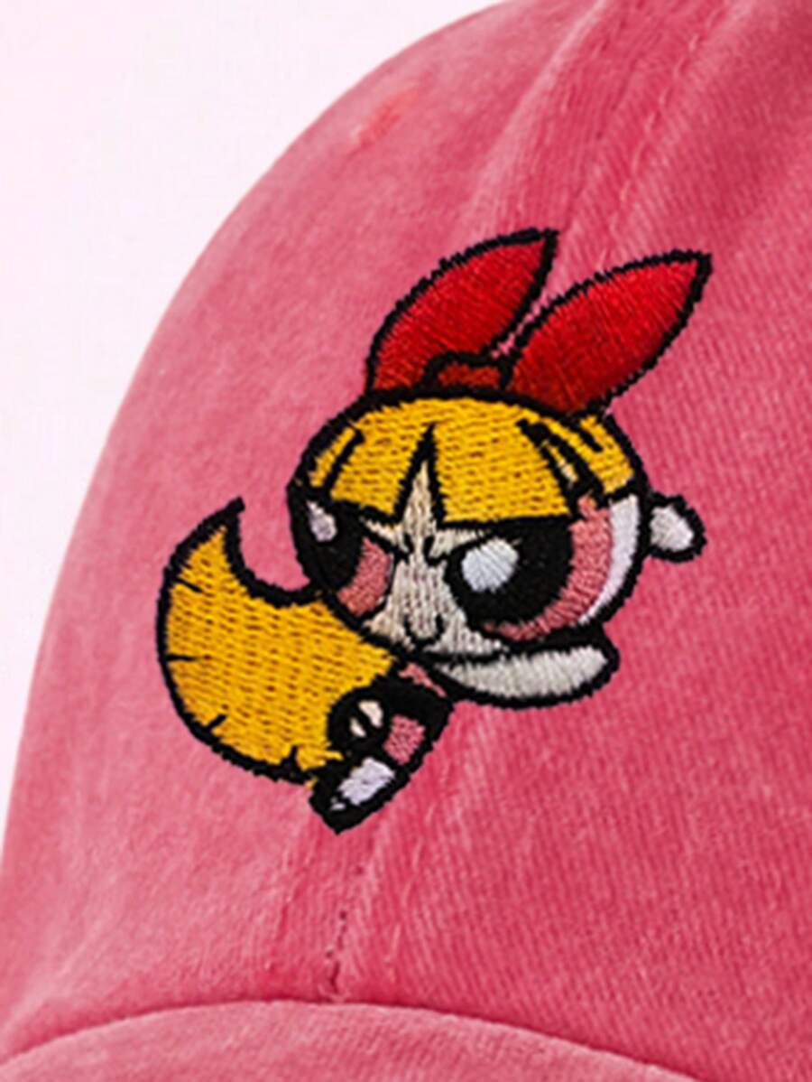 SHEIN THE POWERPUFF GIRLS قبعة بيسبول مطرزة بفتاة القوة