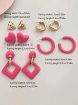 SHEIN مجموعة أقراط 5 قطع قلب معلقة