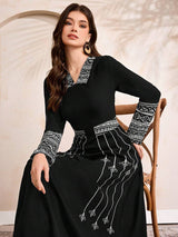 SHEIN Al Najma فستان كاجوال بلون أسود وأكمام طويلة