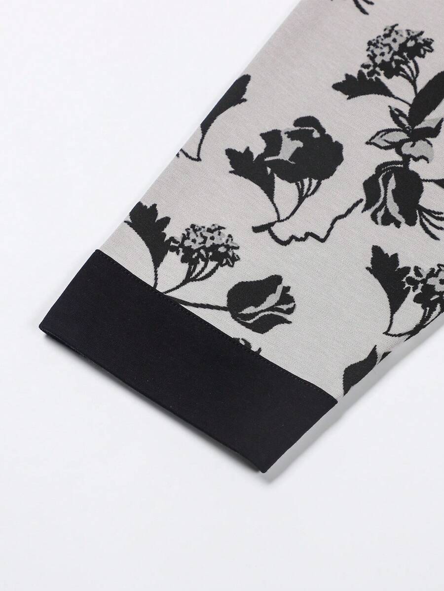 SHEIN طقم بيجامة قطعتين بأكمام طويلة وبنطلون