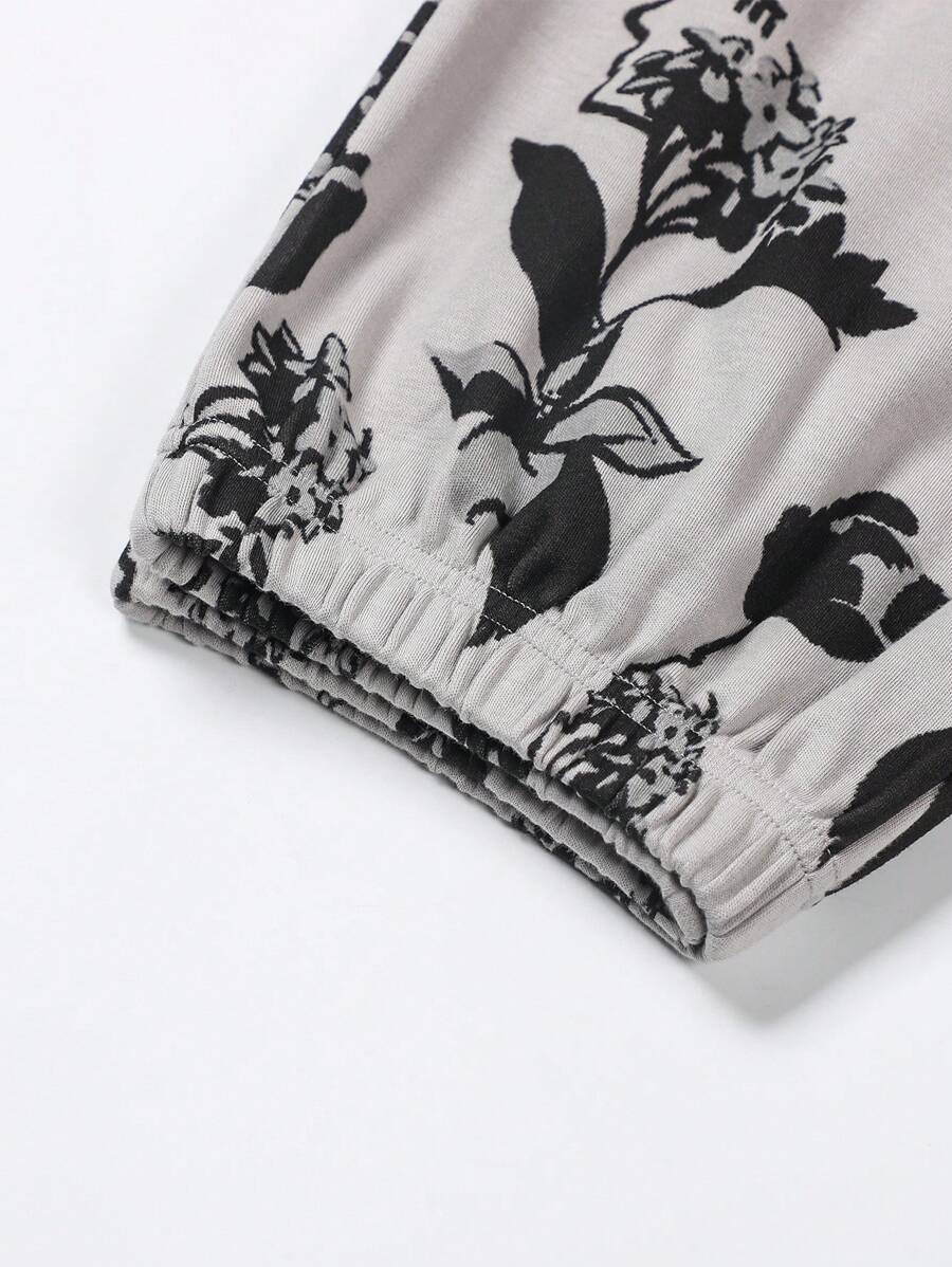 SHEIN طقم بيجامة قطعتين بأكمام طويلة وبنطلون