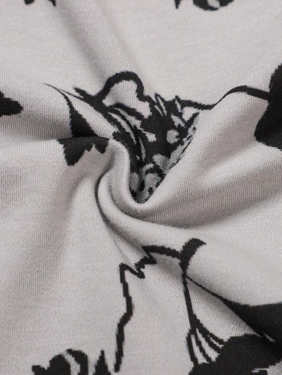 SHEIN طقم بيجامة قطعتين بأكمام طويلة وبنطلون